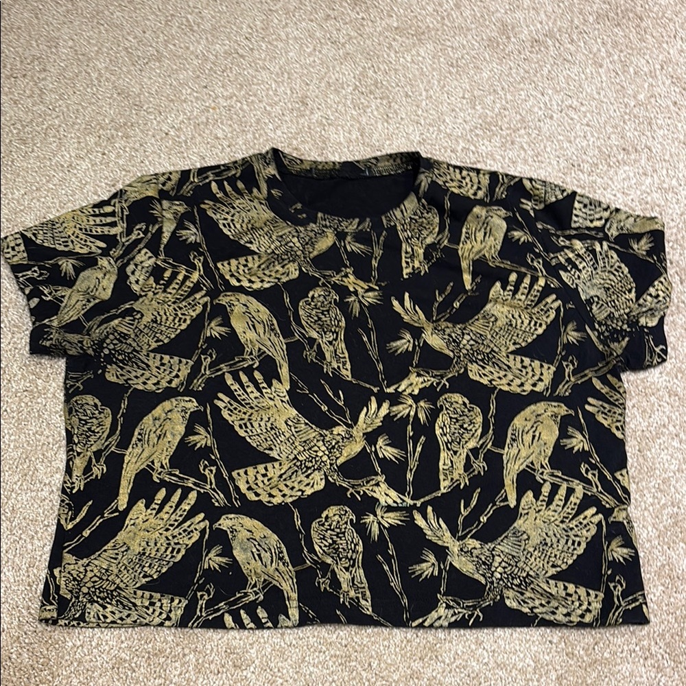 COPY - Thief and Bandit Cropped Tee - Hawk Pattern - L